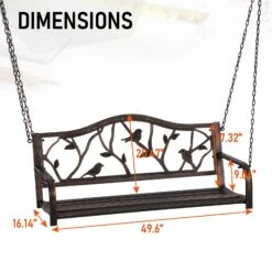 Phi Villa Metal Outdoor Porch Swing, Hanging Patio Bench 19 Phi Villa Metal Outdoor Porch Swing, Hanging Patio Bench -Phi Villa 1 1