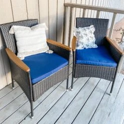 Phi Villa 5-Piece Patio Dining Set Wood-Look Table And 4 Rattan Chairs With Cushions -Phi Villa 1 cdb00552 df0f 4e91 b1d2 d6c83db20350