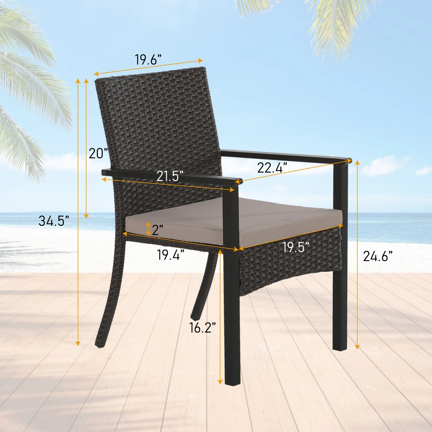 PHI VILLA 7-Piece Outdoor Dining Set With 6 Rattan Chairs & Acacia Wooden Table 22 PHI VILLA 7-Piece Outdoor Dining Set With 6 Rattan Chairs & Acacia Wooden Table - Image 20
