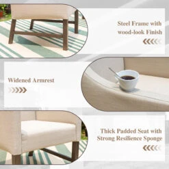 PHI VILLA Patio Textilene Fabric Padded Fixed Dining Chairs, Set Of 2 -Phi Villa 1 d538d624 29d8 4a09 aa76 f75e3b09af67