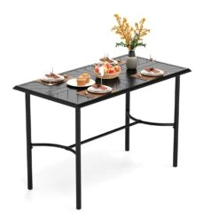 PHI VILLA Patio Large Height Metal Bar Table For 4-6 People