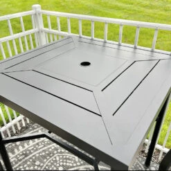 PHI VILLA Outdoor Bar Stools Set With Steel Swivel Cushioned Bar Stools And High Table With Geometric Patterns -Phi Villa 1 d94aaf52 e43a 45f2 a980 5d41a82ff735