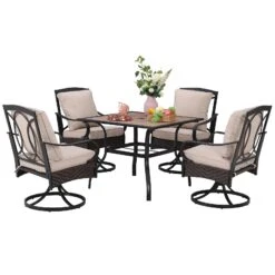 5-Piece Outdoor Dining Set With Rattan Swivel Chairs And Square Table PHI VILLA 33 5-Piece Outdoor Dining Set With Rattan Swivel Chairs And Square Table PHI VILLA -Phi Villa 1 dcb23e50 5b02 4435 8d4b e62d66c8d3a1