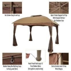 PHI VILLA Patio Double Vent Gazebo Outdoor Canopy With Privacy Netting -Phi Villa 1 e2bb7806 798d 4ea7 8757 bbb00a4aa94c