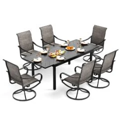 PHI VILLA 7/9-Piece Patio Dining Set With Embossed Adjustable Table & Textilene Swivel Chairs 36 PHI VILLA 7/9-Piece Patio Dining Set With Embossed Adjustable Table & Textilene Swivel Chairs -Phi Villa 1 s7 42521 0000