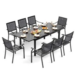 Phi Villa 7-Piece / 9-Piece Patio Dining Set Fixed Stackable Chairs & Extendable Table -Phi Villa 1 s9 42549 0000