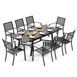 PHI VILLA 7-piece / 9-piece Outdoor Dining Sets Adjustable Steel Table And Stackable Chairs -Phi Villa 1 s9 45003 i1 0000
