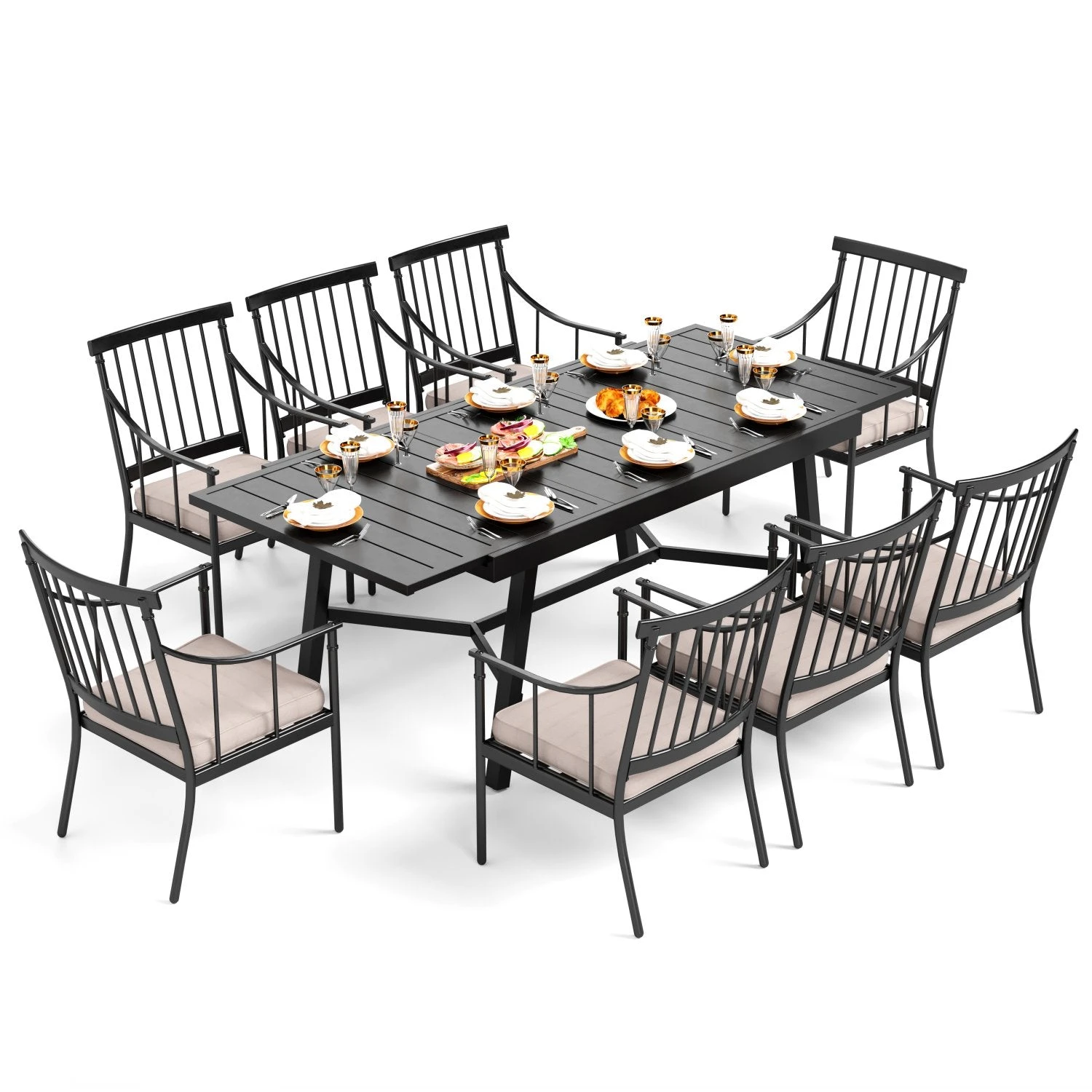 Phi Villa 7 / 9-Piece Outdoor Dining Set With Adjustable Table & Fashionable Dining Arm Chairs 15 Phi Villa 7 / 9-Piece Outdoor Dining Set With Adjustable Table & Fashionable Dining Arm Chairs - Image 13