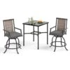 PHI VILLA 3-Piece Patio Bar Set With 2 Swivel Rattan Bar Stools & 1 Square Table -Phi Villa 1 sb3 40813 0000