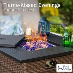 Phi Villa 4-Seater Outdoor Steel & Rattan Conversation Sofa Set With Square Fire Pit Table -Phi Villa 2 06 bb2716b4 7db5 463f 8b42 00c5e12f67e1