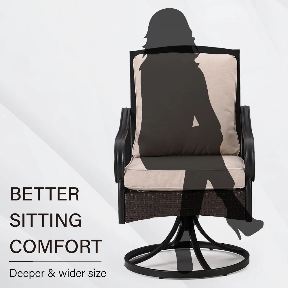 Phi Villa 7-Pcs Patio Dining Set With Cushioned Steel-rattan Chairs And Farmhouse Wood-grain Table 15 Phi Villa 7-Pcs Patio Dining Set With Cushioned Steel-rattan Chairs And Farmhouse Wood-grain Table - Image 13