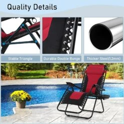 PHI VILLA Set Of 2 Padded Zero Gravity Lounge Chair Folding Patio Recliner -Phi Villa 20231215155312