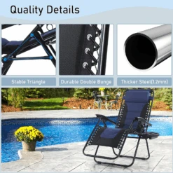 PHI VILLA Set Of 2 Padded Zero Gravity Lounge Chair Folding Patio Recliner -Phi Villa 20231215155324