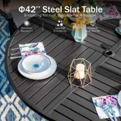 5/7-Piece Patio Dining Set With Patterned Round Table & Stylish Rattan Rope Chairs-Phi Villa 30 5/7-Piece Patio Dining Set With Patterned Round Table & Stylish Rattan Rope Chairs-Phi Villa -Phi Villa 2024.12.19 PV 409 N 2