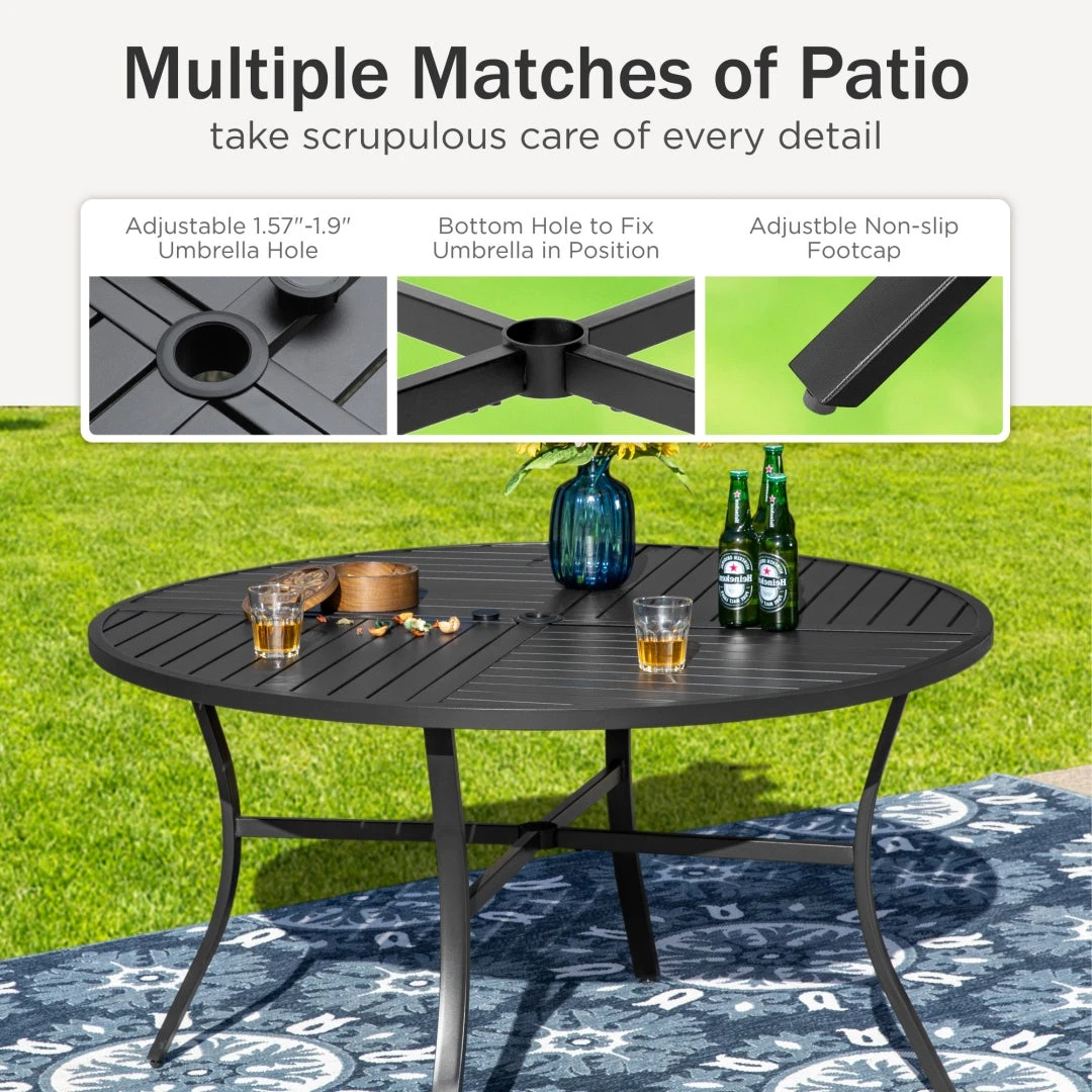 5/7-Piece Patio Dining Set With Patterned Round Table & Stylish Rattan Rope Chairs-Phi Villa 12 5/7-Piece Patio Dining Set With Patterned Round Table & Stylish Rattan Rope Chairs-Phi Villa - Image 10