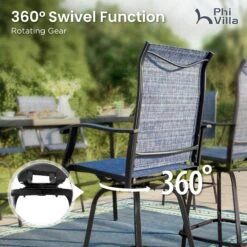 Phi Villa 3-Pcs Patio High Bar Set-Textilene Swivel Stools & Sea Stone Tabletop Design -Phi Villa 2024.2.20 03 16dfe11b 351a 4ee1 8a70 c13c51dd811b