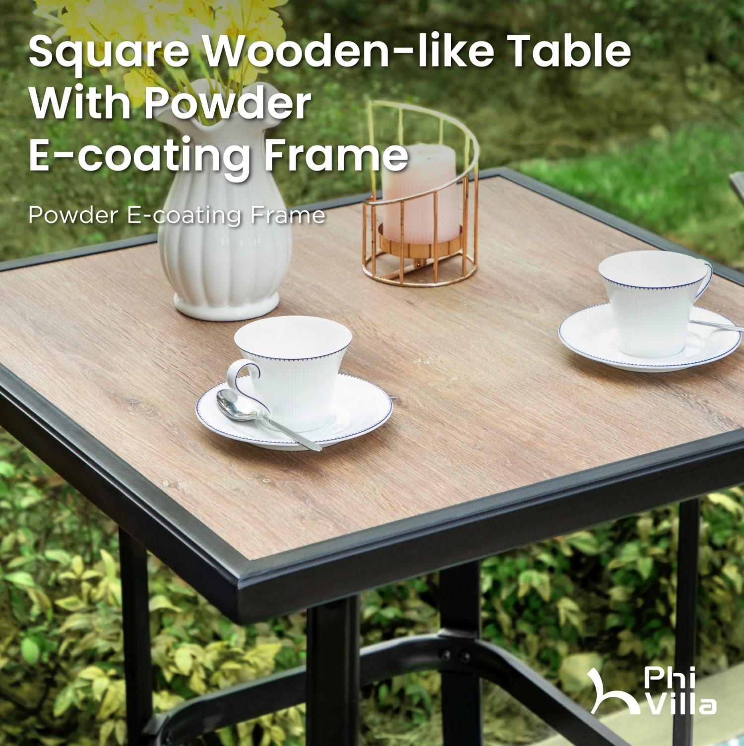 3-Piece Patio Bistro Set Of Blue Textilene Swivel Bar Stools PHI VILLA 8 3-Piece Patio Bistro Set Of Blue Textilene Swivel Bar Stools PHI VILLA - Image 6