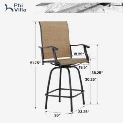 Outdoor Textilene All-Weather Swivel Bar Stools With Arms PHI VILLA -Phi Villa 2024.2.20 11