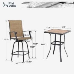 3/5-Piece Patio Bistro Set Of Textilene Swivel Bar Stools PHI VILLA -Phi Villa 2024.2.20 14 d2c2a2ff 913a 4a56 812d 4bed91682d8e