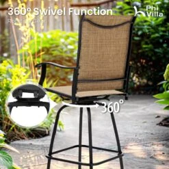 Outdoor Textilene All-Weather Swivel Bar Stools With Arms PHI VILLA -Phi Villa 2024.2.20 3 d8843b6c c2f6 4e26 8890 8189c63a640c