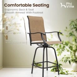 Phi Villa 3-Pcs Patio High Bar Set-Textilene Swivel Stools & Sea Stone Tabletop Design -Phi Villa 2024.2.20 5 be1861a9 6b24 455d 818c 6e21e3f02cf9 1