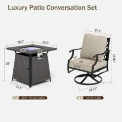 Phi Villa 4-Seater Outdoor Steel Conversation Sofa Set With Fire Pit Table -Phi Villa 2024.2.22 03