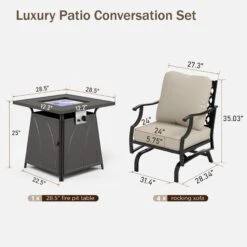 Phi Villa 4-Seater Outdoor Steel Conversation Sofa Set With Fire Pit Table -Phi Villa 2024.2.22 04