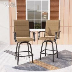 Outdoor Upgraded Padded Textilene All-Weather Swivel Bar Stools With Arms PHI VILLA 39 Outdoor Upgraded Padded Textilene All-Weather Swivel Bar Stools With Arms PHI VILLA -Phi Villa 2024.3.13 1