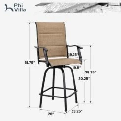 Outdoor Upgraded Padded Textilene All-Weather Swivel Bar Stools With Arms PHI VILLA 28 Outdoor Upgraded Padded Textilene All-Weather Swivel Bar Stools With Arms PHI VILLA -Phi Villa 2024.3.13 11