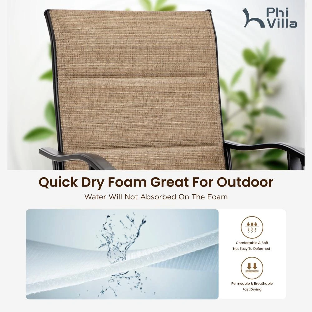 Outdoor Upgraded Padded Textilene All-Weather Swivel Bar Stools With Arms PHI VILLA 5 Outdoor Upgraded Padded Textilene All-Weather Swivel Bar Stools With Arms PHI VILLA - Image 3