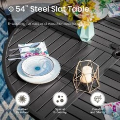 7-Pcs Outdoor Dining Set With Round Table And Textilene Swivel Chairs-Phi Villa -Phi Villa 2024.4.19 PV 409 2