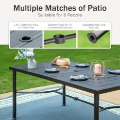 Phi Villa Patterned Outdoor Metal Rectangle Dining Table 15 Phi Villa Patterned Outdoor Metal Rectangle Dining Table -Phi Villa 2024.4.3 PV 410 3