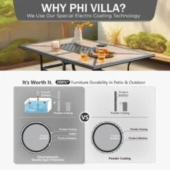 7-Piece Patio Dining Set Patch Wood-Grain Table And Stylish Steel Chairs -Phi Villa 2024.5.10 E02GF104 HE 1 da978109 7b83 4d5a 9616 e6f31eadf90c 1
