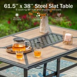 7-Piece Patio Dining Set Patch Wood-grain Table And Textilene Swivel Chairs Phi Villa -Phi Villa 2024.5.10 E02GF104 HE 2 c536f8c9 e79f 4e2a 952b 1ad20695823f