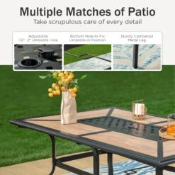 7-Piece Patio Dining Set Patch Wood-grain Table And Textilene Swivel Chairs Phi Villa -Phi Villa 2024.5.10 E02GF104 HE 3 bfe7de1d a60d 40a9 874a 6db9cda44c54
