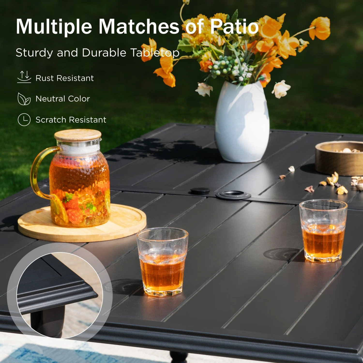 7-Piece Patio Dining Set With Enlarged Table & Textilene Swivel Chairs For Garden,Deck Phi Villa 6 7-Piece Patio Dining Set With Enlarged Table & Textilene Swivel Chairs For Garden,Deck Phi Villa - Image 4