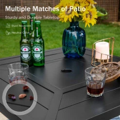 PHI VILLA 3-Piece Patio Bar Set With 2 Swivel Rattan Bar Stools & 1 Square Table -Phi Villa 2024.6.5 PV 408 4