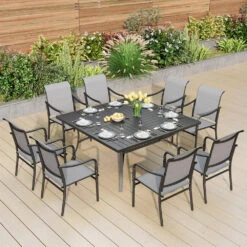Patio Textilene Dining Chairs Set For Lawn, Front Porch PHI VILLA -Phi Villa 2024.7.30 S9 45289 0000