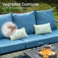 Phi Villa 7-Seater Outdoor Steel Conversation Sofa Set With Multi-functional Ottomans -Phi Villa 20240515 CP001 1