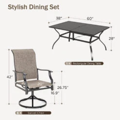 7-Pcs Patio Dining Set With Highback Padded Textilene Swivel Chairs For Deck, Backyard PHI VILLA -Phi Villa 2025.1.2 8