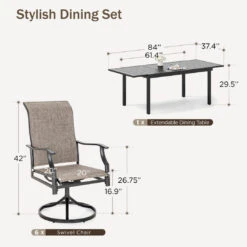 7/9-Piece Patio Dining Set With Extendable Table & High-back Padded Chairs PHI VILLA -Phi Villa 2025.1.2 9