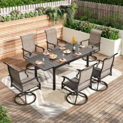7/9-Piece Patio Dining Set With Extendable Table & High-back Padded Chairs PHI VILLA -Phi Villa 2025.2.21 S7 30592 0000.compose