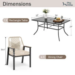 7-Piece Patio Dining Set With Stylish Rattan Rope Chairs-Phi Villa -Phi Villa 24.8.16 15 d2ac2395 99bd 4b4f 98c5 21a5df4de871