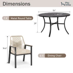 5/7-Piece Patio Dining Set With Patterned Round Table & Stylish Rattan Rope Chairs-Phi Villa 33 5/7-Piece Patio Dining Set With Patterned Round Table & Stylish Rattan Rope Chairs-Phi Villa -Phi Villa 24.8.16 16