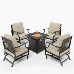 Phi Villa 4-Seater Outdoor Steel Conversation Sofa Set With Fire Pit Table -Phi Villa 240219 CP003 12 4 GS001 1 0000