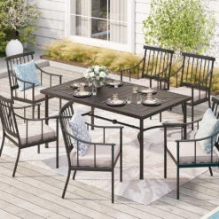 Phi Villa Patterned Outdoor Metal Rectangle Dining Table 19 Phi Villa Patterned Outdoor Metal Rectangle Dining Table -Phi Villa 240410 S7 41034 A 0100