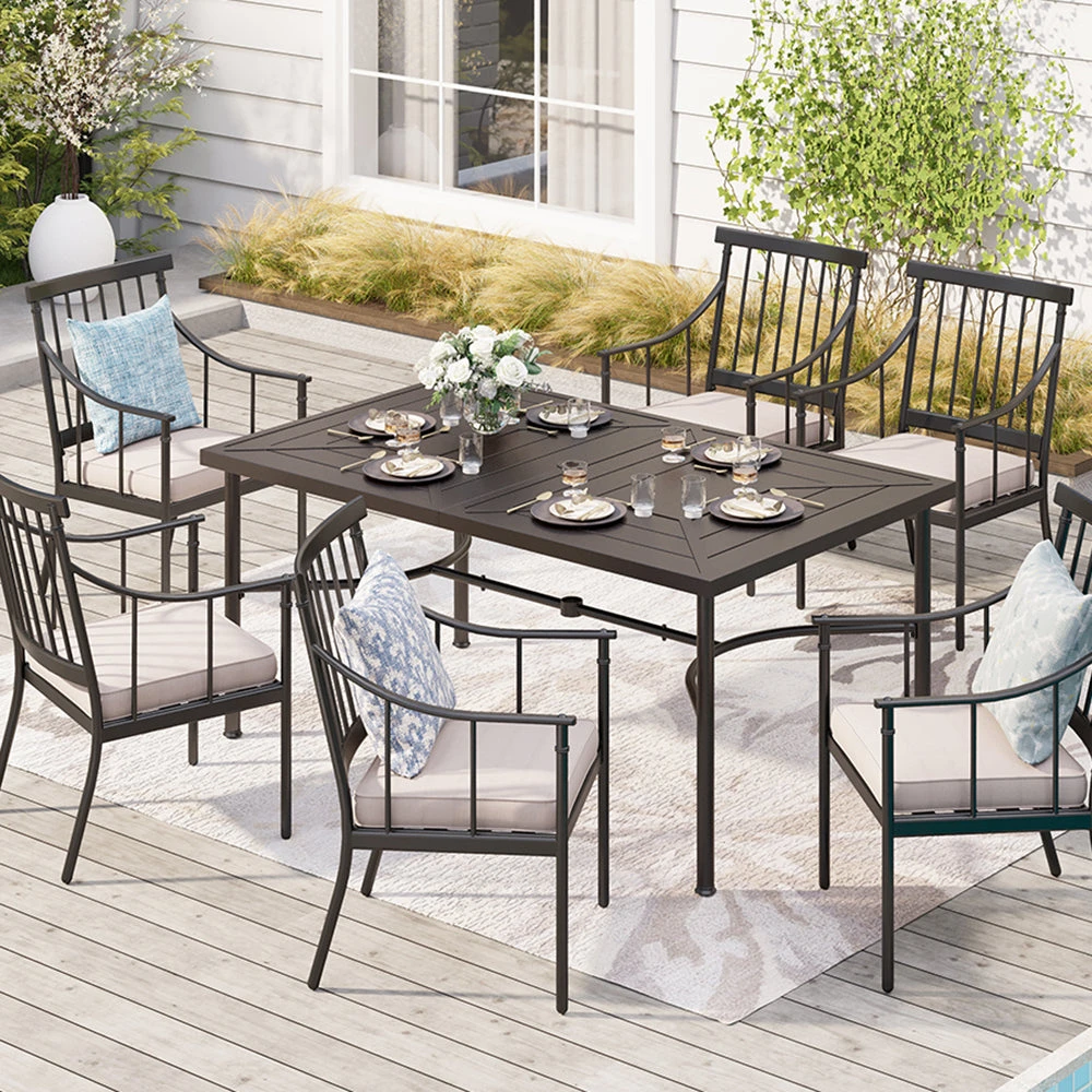 Phi Villa Patterned Outdoor Metal Rectangle Dining Table 11 Phi Villa Patterned Outdoor Metal Rectangle Dining Table - Image 9