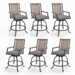 Phi Villa Outdoor Swivel Bar Stools With Rattan Backrest -Phi Villa 240715 3 E02GF131 BD 2 0000