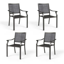 PHI VILLA Outdoor Fixed Steel Dining Chairs With Bullseye Flower Pattern - Set Of 2 30 PHI VILLA Outdoor Fixed Steel Dining Chairs With Bullseye Flower Pattern - Set Of 2 -Phi Villa 240902 2 E02GF135 0000.compose