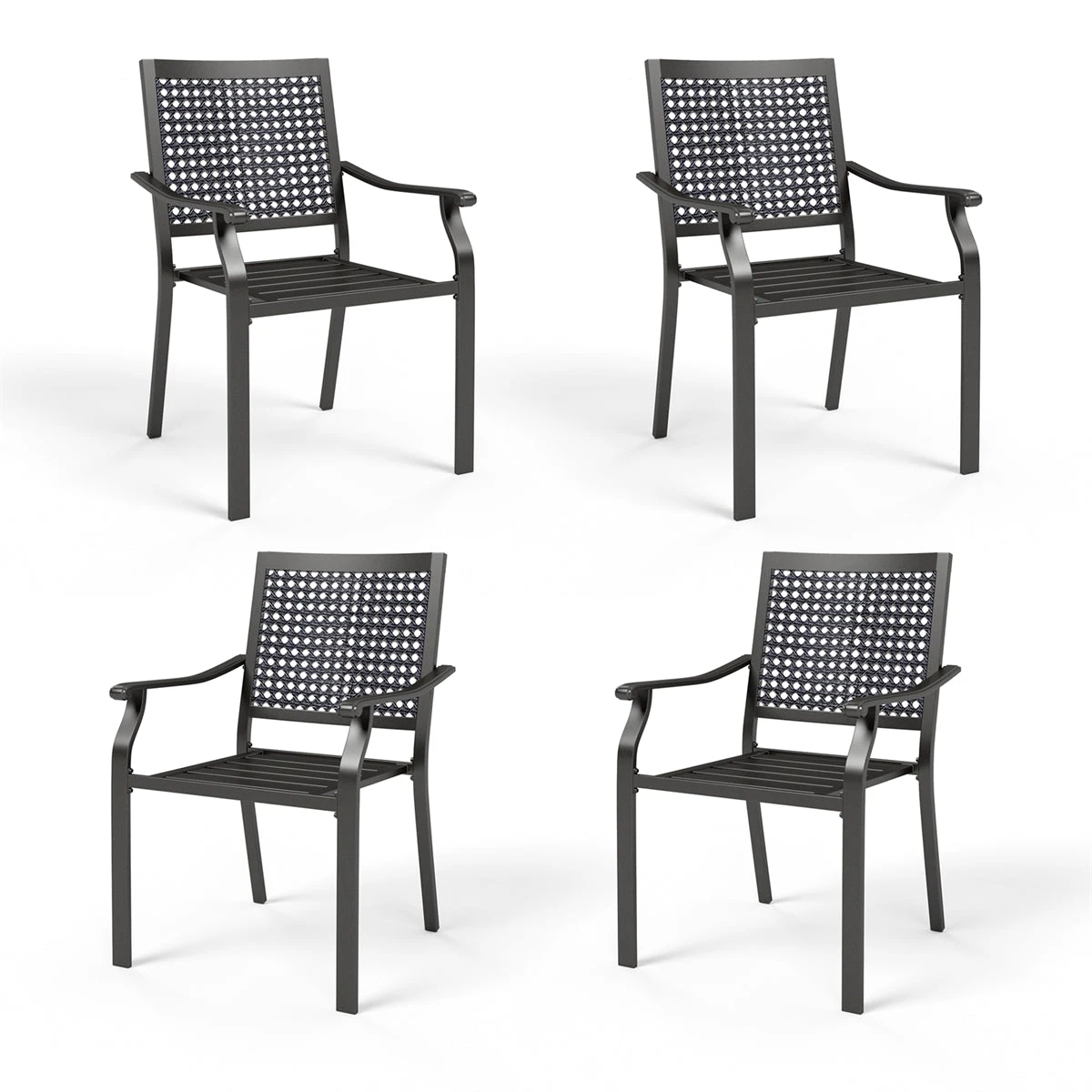 PHI VILLA Outdoor Fixed Steel Dining Chairs With Bullseye Flower Pattern - Set Of 2 11 PHI VILLA Outdoor Fixed Steel Dining Chairs With Bullseye Flower Pattern - Set Of 2 - Image 9